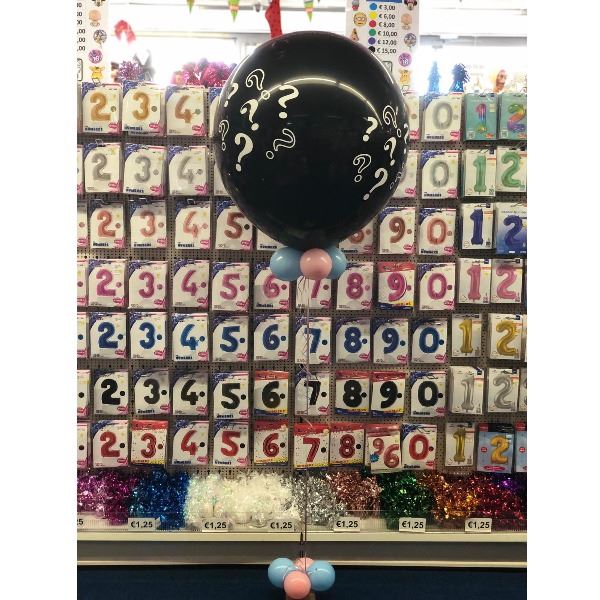 spectrum buiten gebruik Kleuterschool Gender Reveal Ballon 90 cm zwart incl. helium & 30 helium ballonnetjes